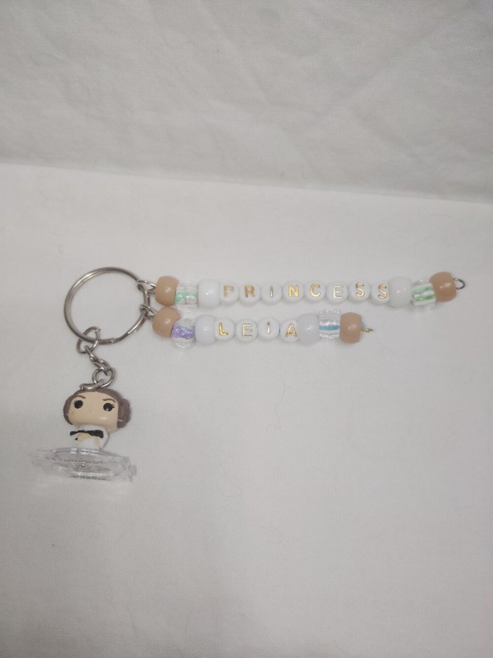 Funko Pop Bitty- Princess Leia- Handmade Beaded Keychain